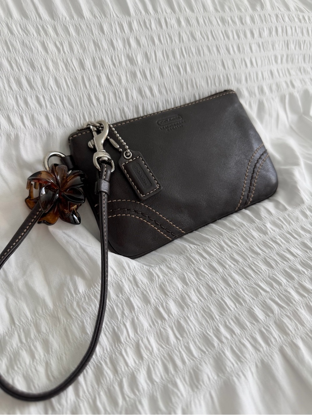 Vintage Coach Brown Leather Wristlet